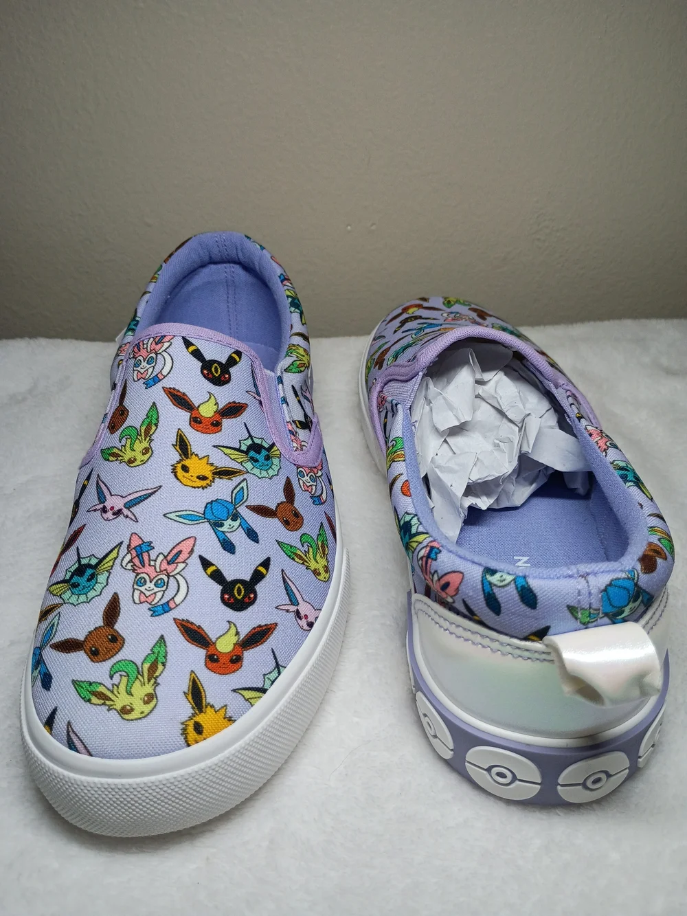 Pokemon Kids Slip-On Sneakers Lavender Multicolor Eevee Evolutions